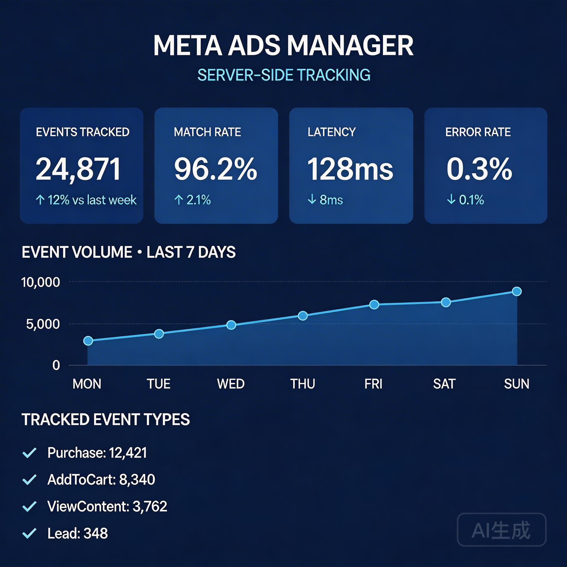 Server-side tracking data flow to Meta ads manager