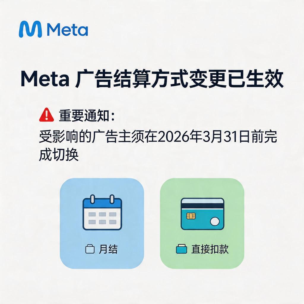 Meta 广告结算方式变更已生效：受影响的广告主须在2026年3月31日前切换至月结或直接扣款 illustration