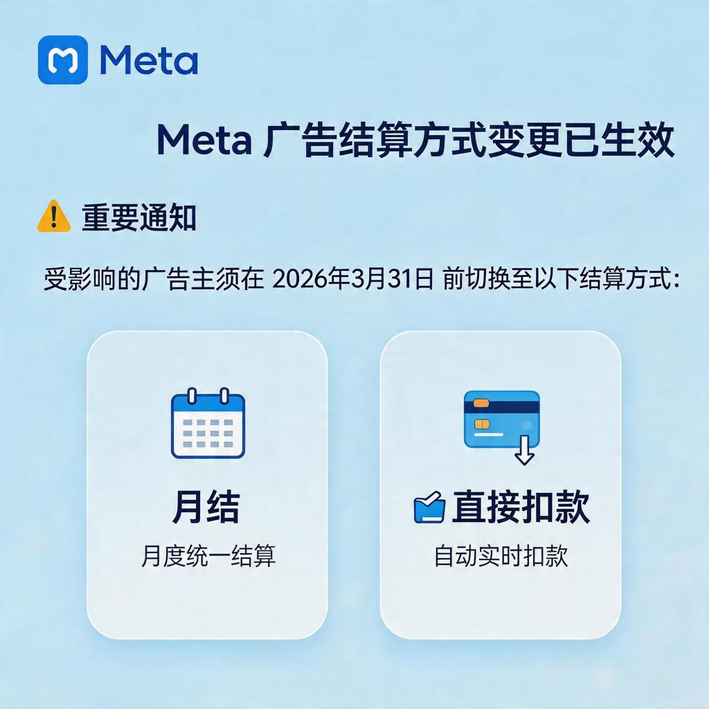 Meta 广告结算方式变更 2026：从手动付款切换至月结或直接扣款的操作流程图