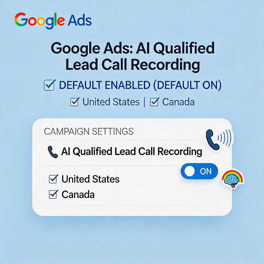 Google Ads 将 AI Qualified Lead 来电路透电话录音设为默认开启，美国和加拿大广告主直接受影响 2026：完整指南 featured image