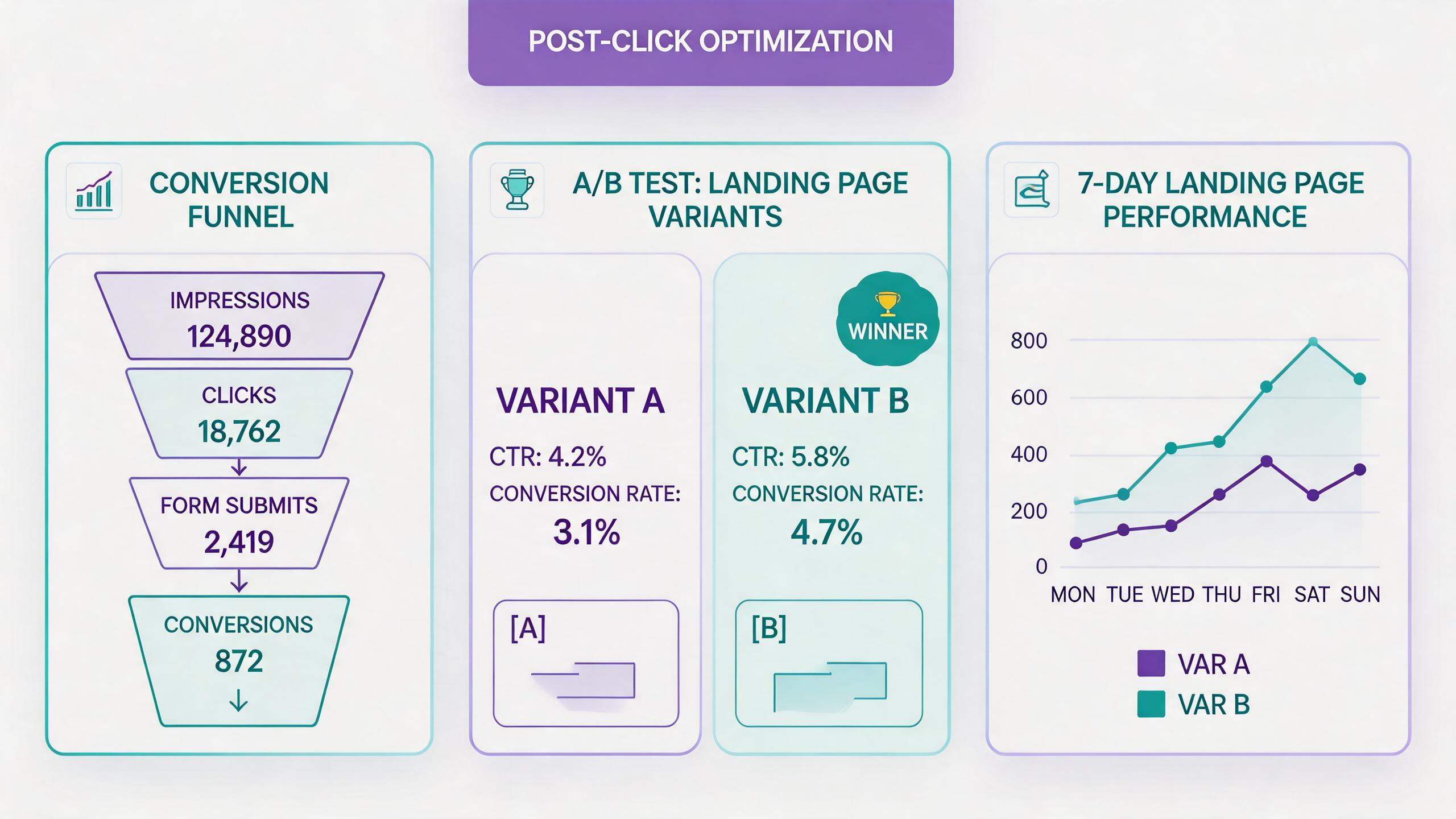 Self-serve post-click optimization dashboard