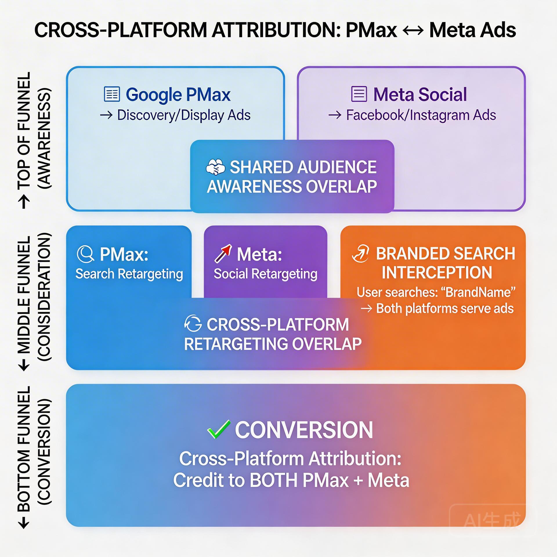 PMax and Meta social ads cross-channel attribution overlap