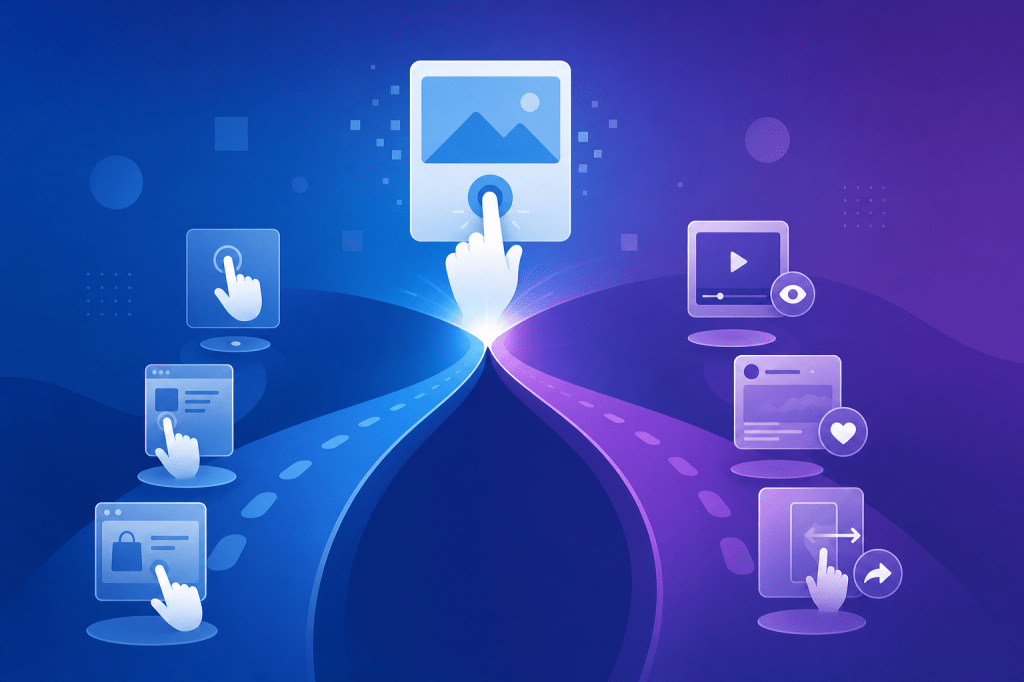 Meta attribution model shift from click-through to engage-through visualization