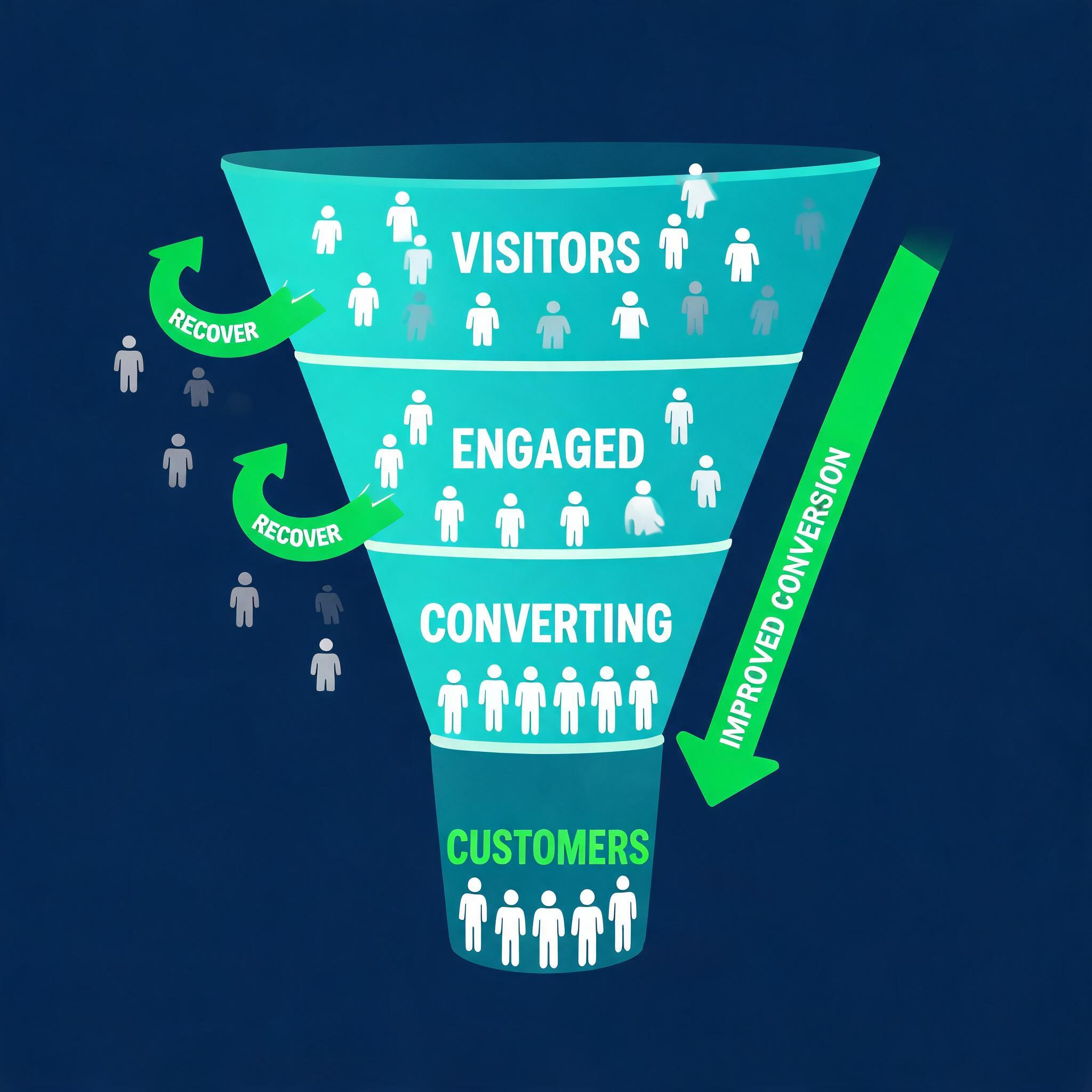 Post-click conversion funnel optimization with return link recovery