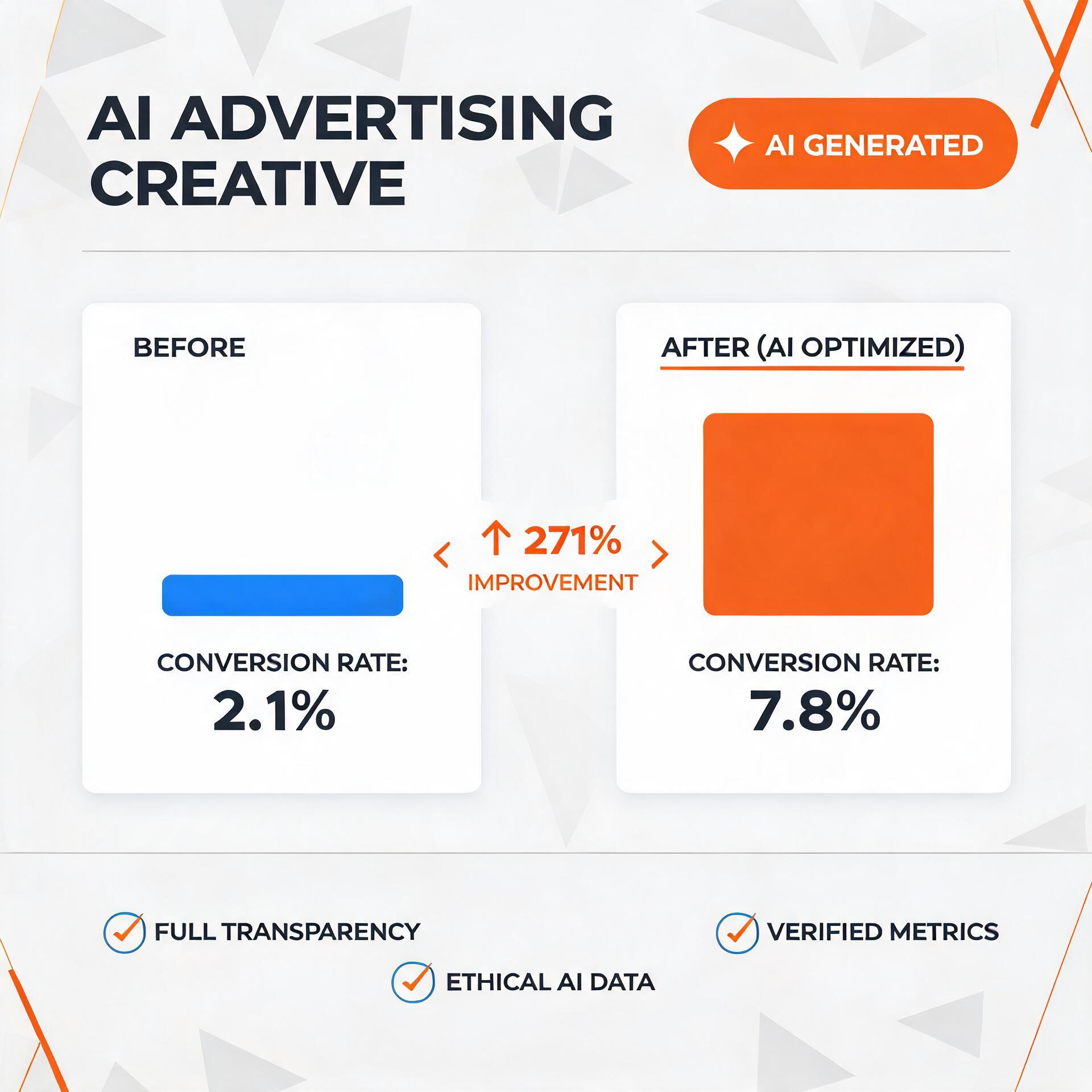 AI generated content label and ad creative conversion optimization