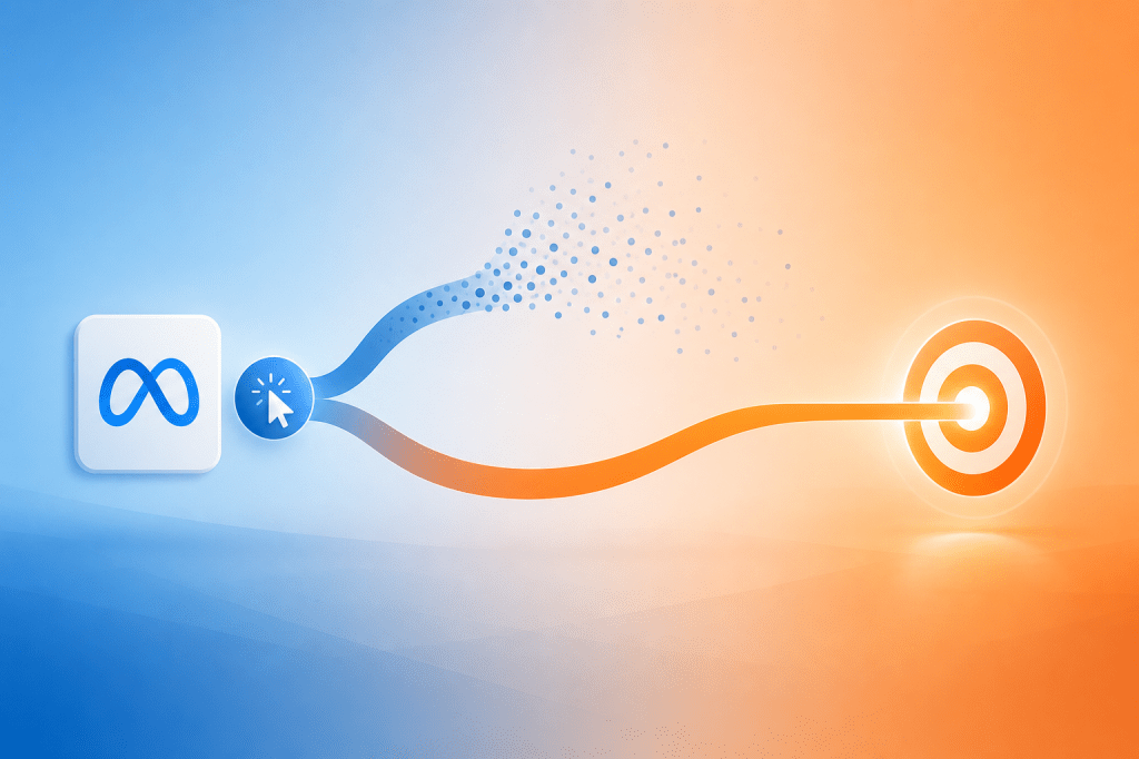 Meta attribution model change showing click-through versus engage-through conversion paths