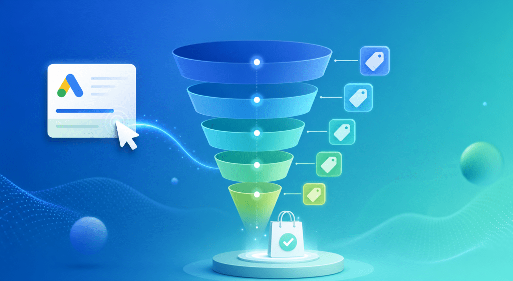 Google Ads conversion value optimization funnel illustration